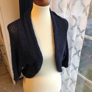 Navy Blue Cropped Open Front Cardigan